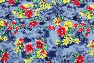 Штапель Ретро цветы на голубом
