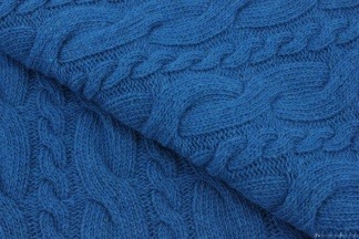 Вязаное полотно косами 150см синий