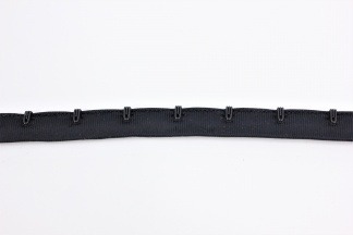 Тесьма корсетная с крючками 12мм черный 