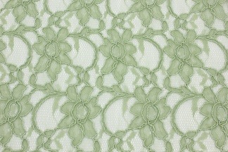 Кружевное полотно на сетке с сутажом серо-зеленый