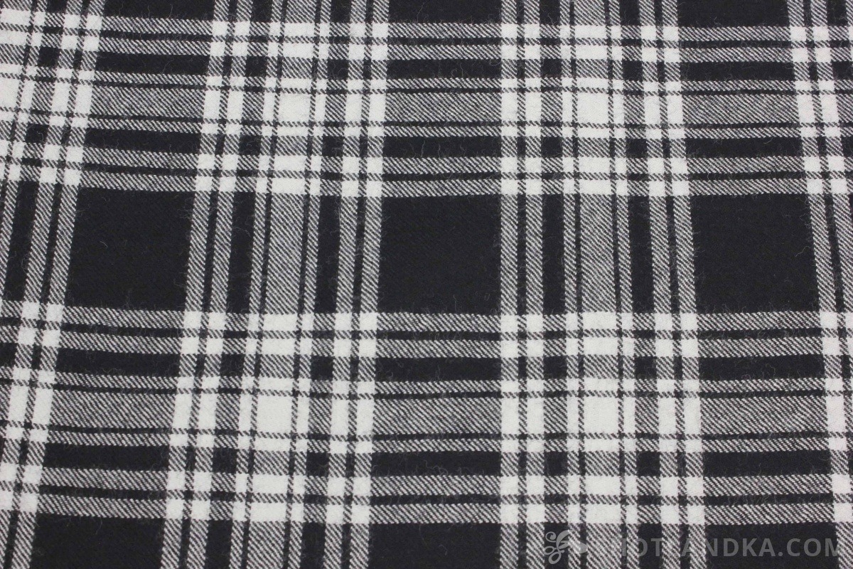 Шотландка костюмная классика с шерстью черно-белая клетка