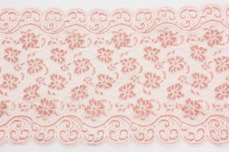 Кружевная тесьма эластичная Италия 17-19см Бело-розовый