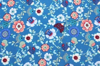 Штапель Прованс цветы на голубом