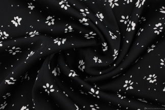 Шёлк Армани с рисунком мелкий цветок на чёрном